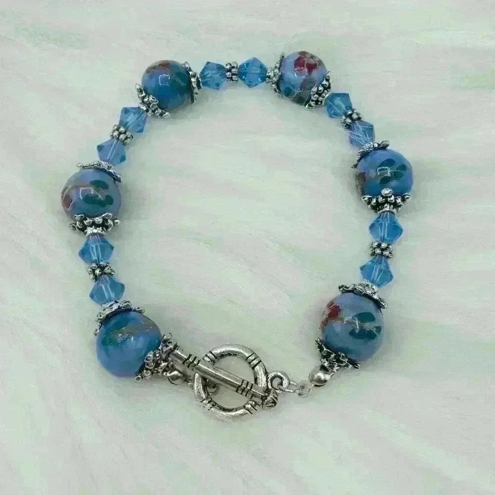 Sky Blue Beaded Statement Bracelet
